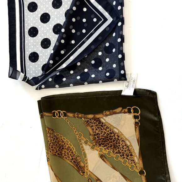 Lot of 2 Women's Scarves Vintage Square Silk Italian Kathie Lee Green Silk Anima - Picture 6 of 9